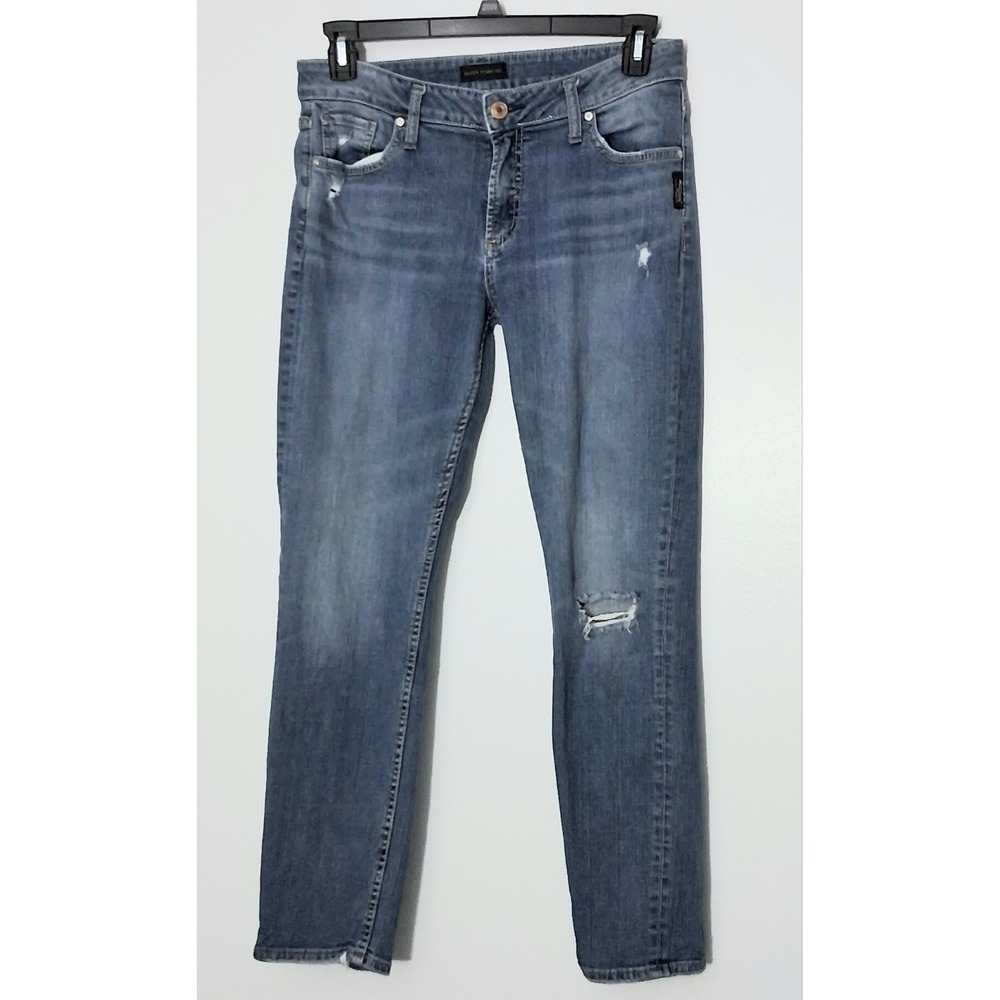 Silver Jeans Women's Size‎ 30 x 29 Blue Avery Slim Distressed Pockets Pre-owned